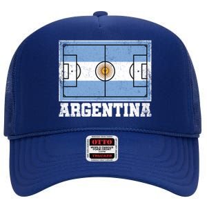 Argentina Soccer Field Country Flag Argentinian Pride Gift High Crown Mesh Back Trucker Hat