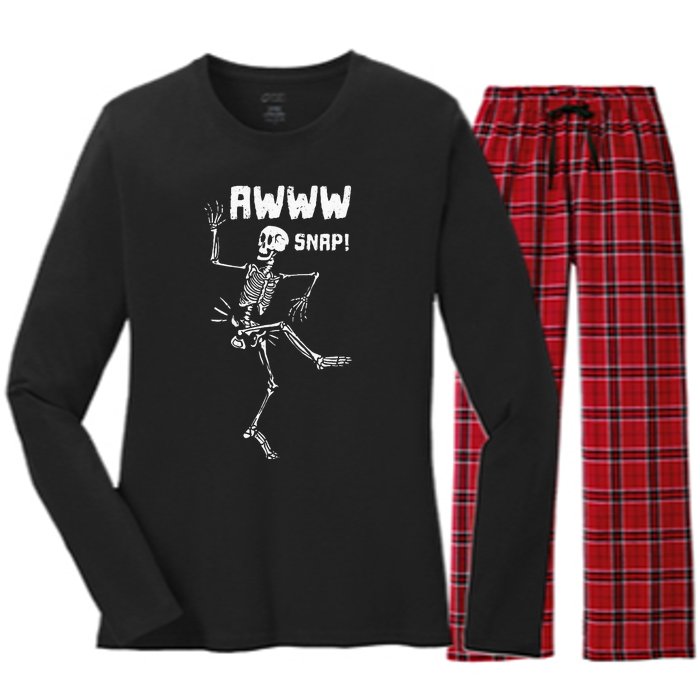 Awww Snap Funny Hip Broken Design For Surgery Survivor Women's Long Sleeve Flannel Pajama Set 