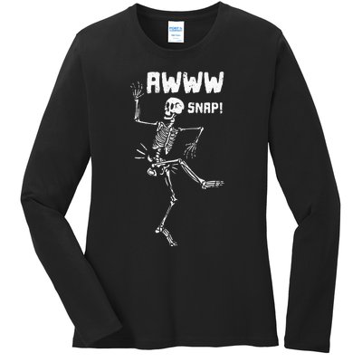 Awww Snap Funny Hip Broken Design For Surgery Survivor Ladies Long Sleeve Shirt