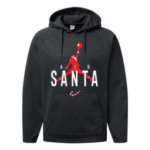 Air Santa Funny Xmas Basketball Performance Fleece Hoodie