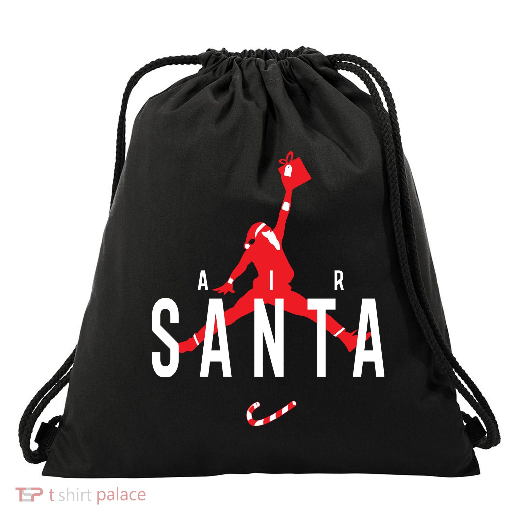 Air Santa Funny Xmas Basketball Drawstring Bag