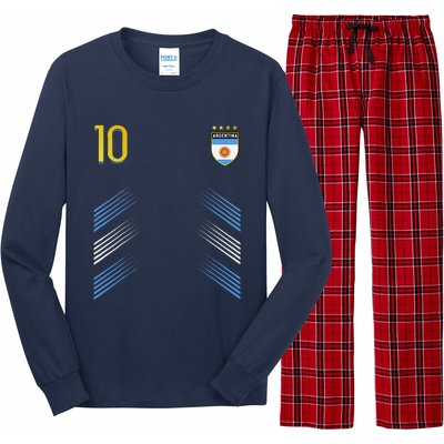 Argentina Soccer Fans Jersey Argentinian Flag Football Lover Long Sleeve Pajama Set