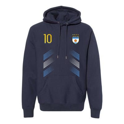 Argentina Soccer Fans Jersey Argentinian Flag Football Lover Premium Hoodie