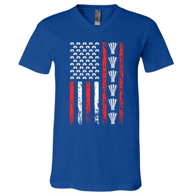 American Sports Flag National Nurses Day Badminton Gift V-Neck T-Shirt