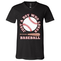 American Sport Fan Baseball Lover Batter Baseball V-Neck T-Shirt