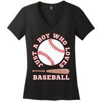 American Sport Fan Baseball Lover Batter Baseball Women's V-Neck T-Shirt