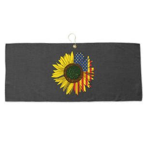 America Sunflower Flag 4th July American Patriotic Flower Gift Large Microfiber Waffle Golf Towel