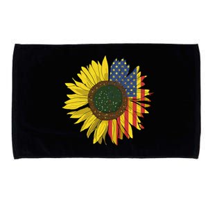 America Sunflower Flag 4th July American Patriotic Flower Gift Microfiber Hand Towel