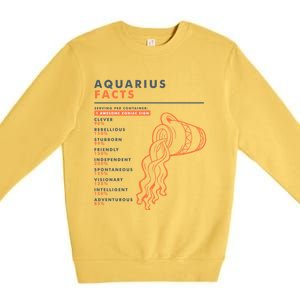 Aquarius Sign Facts Funny Zodiac Symbol Astrology Gift Cool Gift Premium Crewneck Sweatshirt