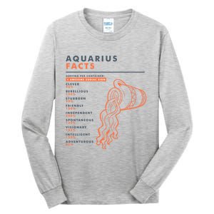 Aquarius Sign Facts Funny Zodiac Symbol Astrology Gift Cool Gift Tall Long Sleeve T-Shirt