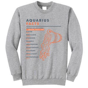 Aquarius Sign Facts Funny Zodiac Symbol Astrology Gift Cool Gift Tall Sweatshirt