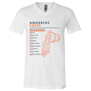 Aquarius Sign Facts Funny Zodiac Symbol Astrology Gift Cool Gift V-Neck T-Shirt