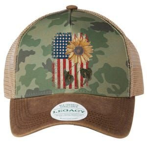 America Sunflower Flag 4th July American Patriotic Flower Gift Legacy Tie Dye Trucker Hat