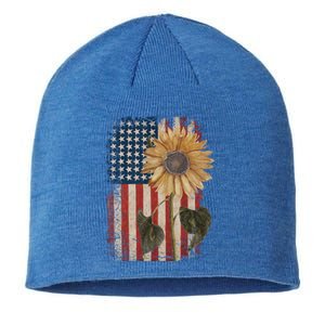 America Sunflower Flag 4th July American Patriotic Flower Gift Sustainable Beanie