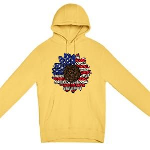 America Sunflower Freedom Flower Independence 4th Of July Gift Premium Pullover Hoodie