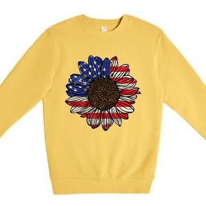 America Sunflower Freedom Flower Independence 4th Of July Gift Premium Crewneck Sweatshirt