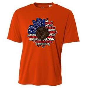 America Sunflower Freedom Flower Independence 4th Of July Gift Cooling Performance Crew T-Shirt