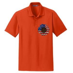 America Sunflower Freedom Flower Independence 4th Of July Gift Dry Zone Grid Polo