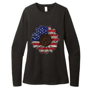 America Sunflower Freedom Flower Independence 4th Of July Gift Womens CVC Long Sleeve Shirt