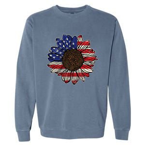 America Sunflower Freedom Flower Independence 4th Of July Gift Garment-Dyed Sweatshirt