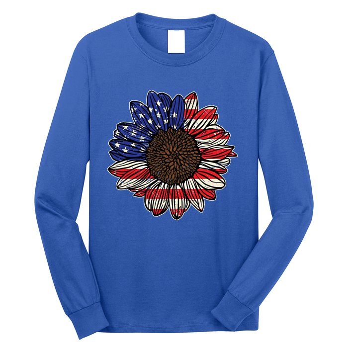 America Sunflower Freedom Flower Independence 4th Of July Gift Long Sleeve Shirt