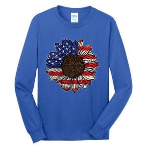 America Sunflower Freedom Flower Independence 4th Of July Gift Tall Long Sleeve T-Shirt