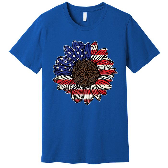 America Sunflower Freedom Flower Independence 4th Of July Gift Premium T-Shirt