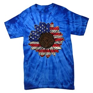 America Sunflower Freedom Flower Independence 4th Of July Gift Tie-Dye T-Shirt