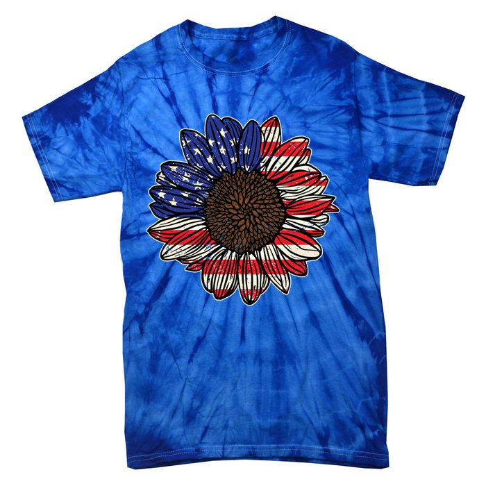 America Sunflower Freedom Flower Independence 4th Of July Gift Tie-Dye T-Shirt