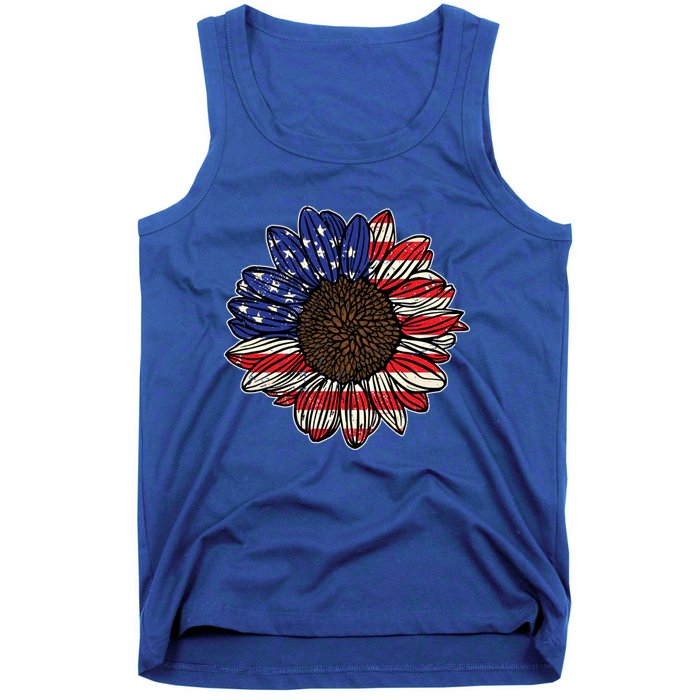 America Sunflower Freedom Flower Independence 4th Of July Gift Tank Top