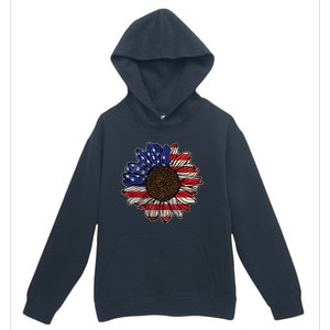 America Sunflower Freedom Flower Independence 4th Of July Gift Urban Pullover Hoodie