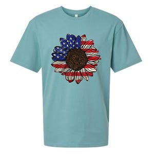 America Sunflower Freedom Flower Independence 4th Of July Gift Sueded Cloud Jersey T-Shirt