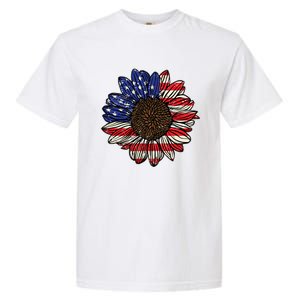 America Sunflower Freedom Flower Independence 4th Of July Gift Garment-Dyed Heavyweight T-Shirt