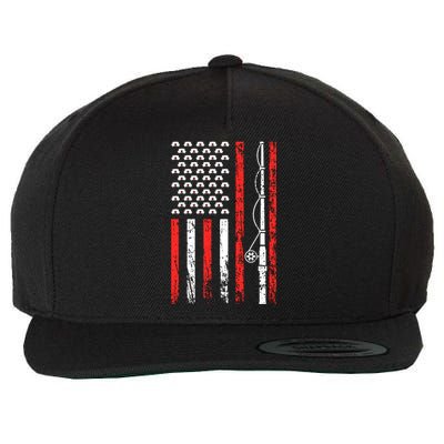 American Sports Flag National Nurses Day Fishing Rod Funny Gift Wool Snapback Cap