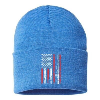 American Sports Flag National Nurses Day Fishing Rod Funny Gift Sustainable Knit Beanie