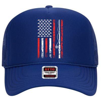 American Sports Flag National Nurses Day Fishing Rod Funny Gift High Crown Mesh Back Trucker Hat