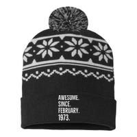 Awesome Since February 1973 Age Birthday Idea USA-Made Snowflake Beanie