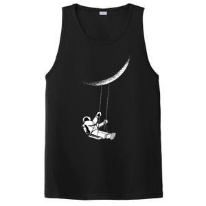 Astronaut Swinging From The Moon Fun Space Meme Gift PosiCharge Competitor Tank