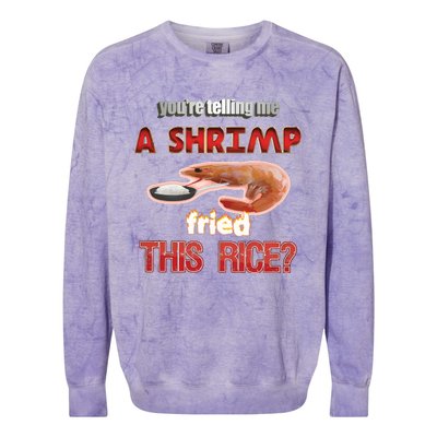 A Shrimp Fried This Rice Tastefully Misinterpreted Dank Meme Colorblast Crewneck Sweatshirt