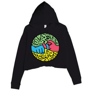 Asl Sign For Friend Pop Art Style Crop Fleece Hoodie