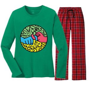 Asl Sign For Friend Pop Art Style Women's Long Sleeve Flannel Pajama Set 