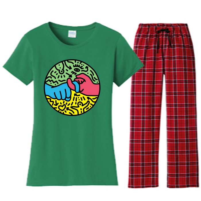 Asl Sign For Friend Pop Art Style Women's Flannel Pajama Set