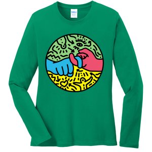 Asl Sign For Friend Pop Art Style Ladies Long Sleeve Shirt