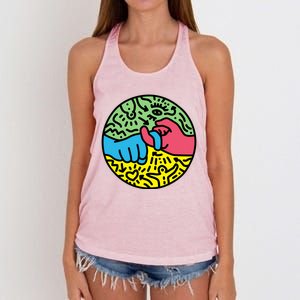 Asl Sign For Friend Pop Art Style Women's Knotted Racerback Tank