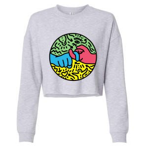 Asl Sign For Friend Pop Art Style Cropped Pullover Crew