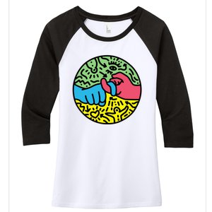 Asl Sign For Friend Pop Art Style Women's Tri-Blend 3/4-Sleeve Raglan Shirt