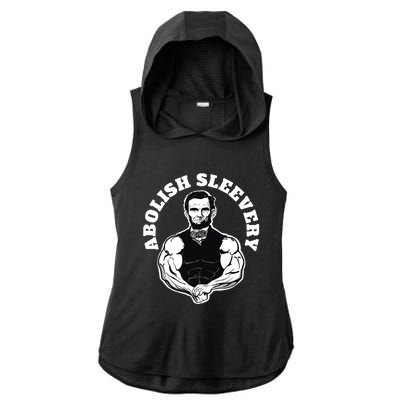 Abolish Sleevery Funny Abraham Lincoln Free The Sleeves Ladies PosiCharge Tri-Blend Wicking Draft Hoodie Tank