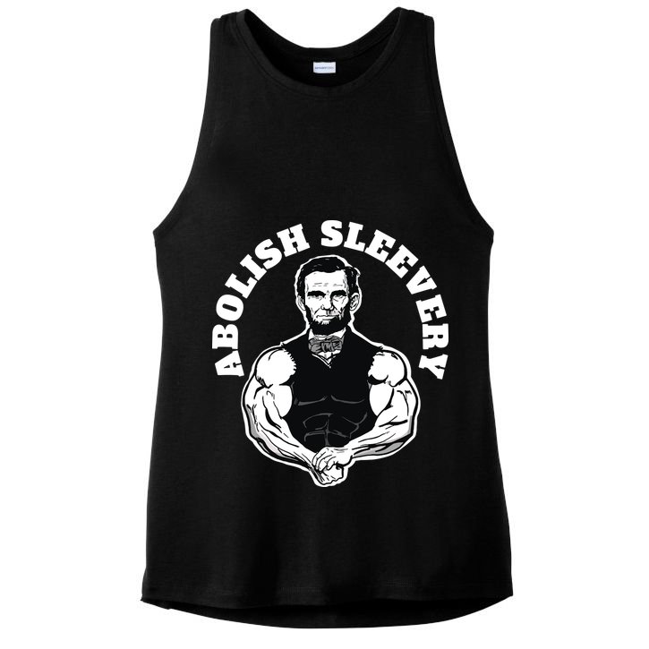 Abolish Sleevery Funny Abraham Lincoln Free The Sleeves Ladies PosiCharge Tri-Blend Wicking Tank