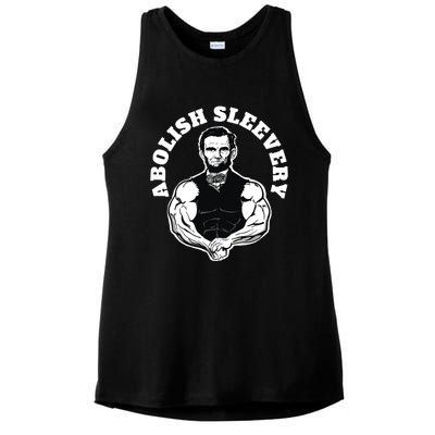 Abolish Sleevery Funny Abraham Lincoln Free The Sleeves Ladies PosiCharge Tri-Blend Wicking Tank