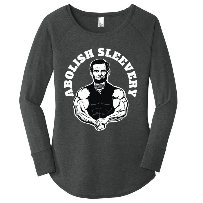 Abolish Sleevery Funny Abraham Lincoln Free The Sleeves Women's Perfect Tri Tunic Long Sleeve Shirt